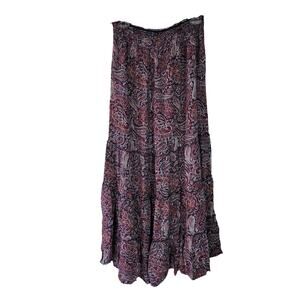 Knox Rose Size M Boho‎ Tiered Floral Maxi Skirt Broomstick Cottage Elastic Waist